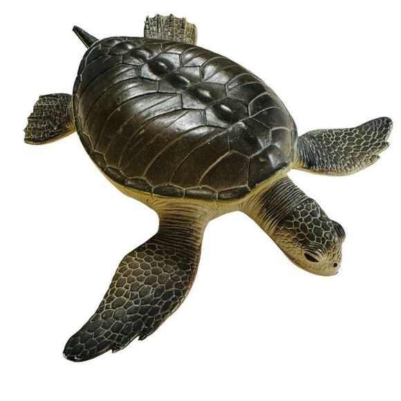 1998 Loggerhead Rubber Sea Turtle Sculptured Replica 9” Large Toy Vintage - Picture 1 of 9